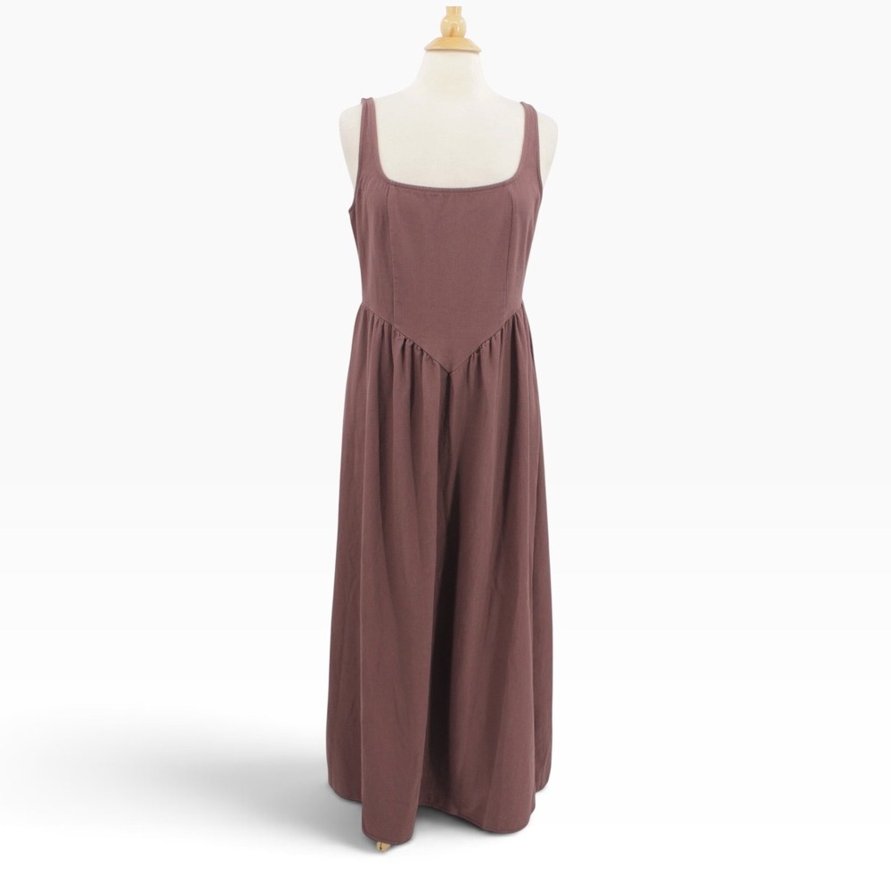 Pink Diamond Rhaziya Dress size 10 Brown Square Neck Basque Waist Smocked